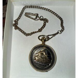 Pocket Watch Steam Train Locomotive Alloy Quartz Movement Chain Watch Wrangler